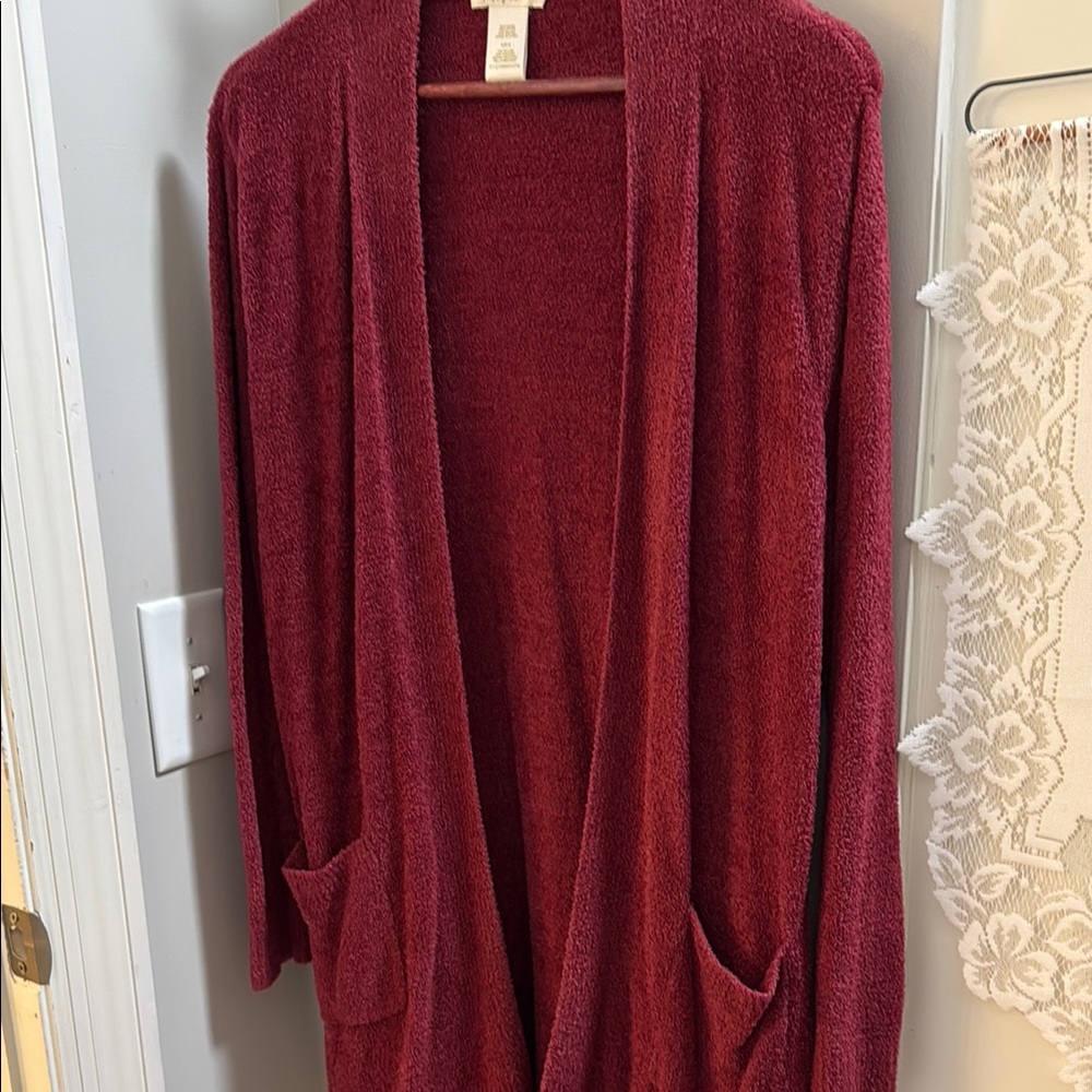 Matty M Red Cardigan Sweater Soft Knit Open Front